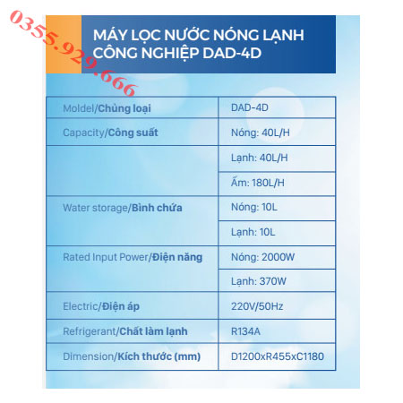 Máy nước nóng lạnh công nghiệp dad - 4d